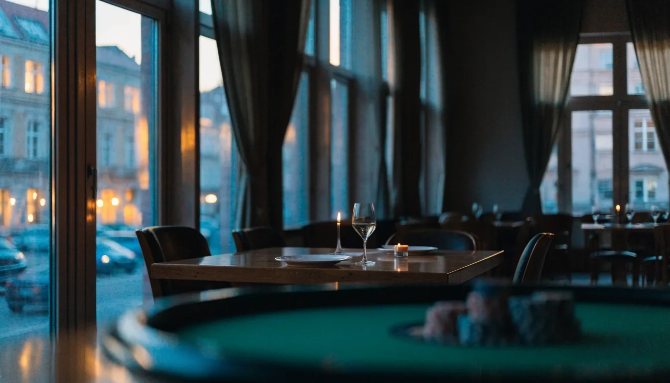 Wieczorna atmosfera restauracji po zakończeniu rozgrywek